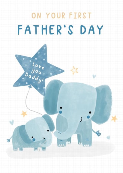 first father's day - cute elephants - love you daddy - stars and hearts created by Jess Moorhouse