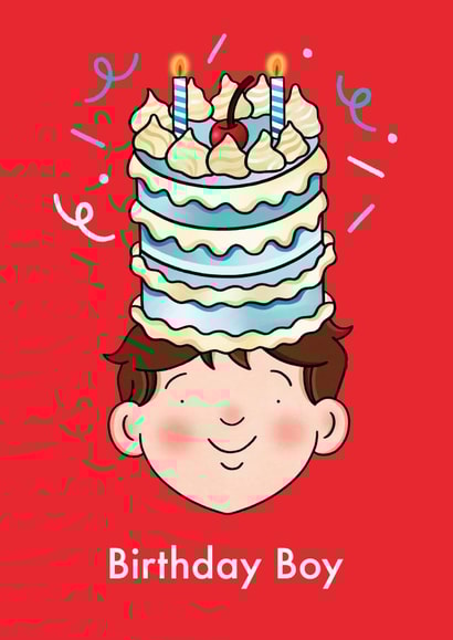 Cute Birthday Boy Cake Card - For Him created by Emelia Brooks