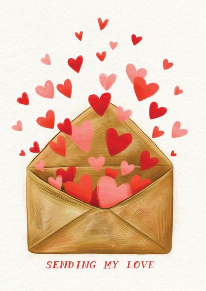 Thinking of You Card - Valentine's Card - Cute Watercolour - Sending My Love created by Lucy Rogers