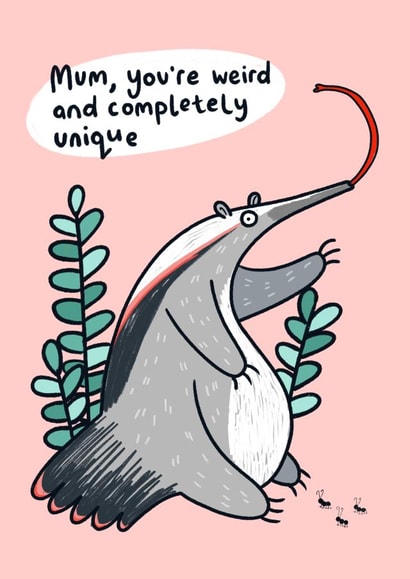Cute and Funny Mother's Day Card - Anteater Animal created by Lucy Maggie Designs
