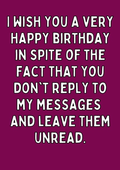 Funny Birthday card - Whatsapp - Typography created by Original Fox Cards