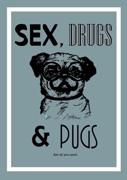 Funny Birthday/Anniversary Card For Significant Other/Friend - Dog Lover - Pugs created by CP Sketches