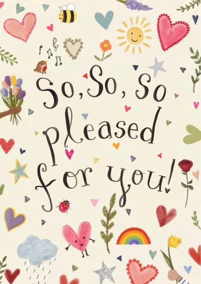 Cute Congratulations Card - So so so pleased for you! created by Love Lucy Illustration