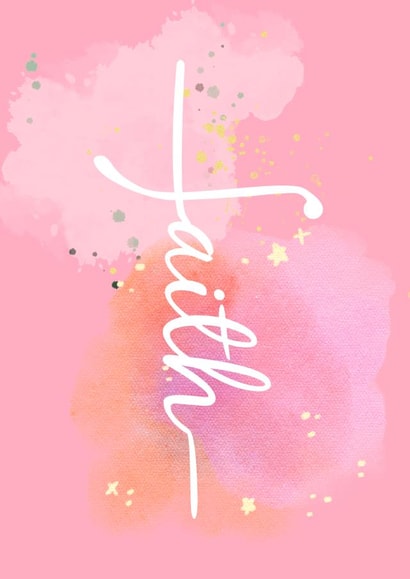 Pink Watercolour Faith Female Christening - Christianity Religious Birthday Card created by Anna Glews