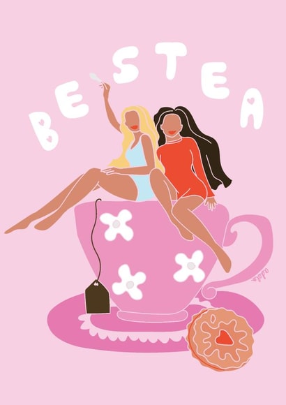 Cute Galentines Day card for best friend, bestie - Valentine's Day - mates love created by Absolutely Adela