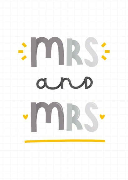 Cute Wedding Card - Mrs and Mrs - LGBTQ+ created by Joanne Hawker