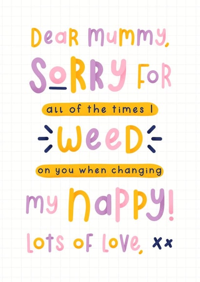 Funny Mother's day card from the baby - Nappy change card created by Joanne Hawker