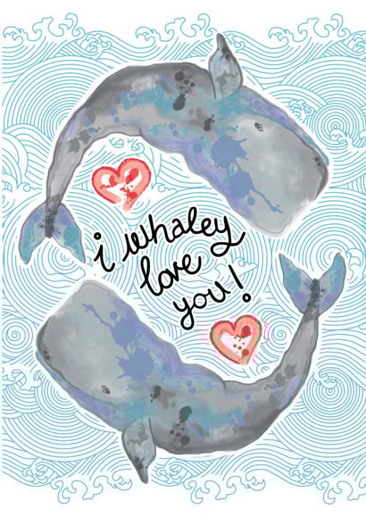 Cute Whale Valentines Day Card created by Doodling Bee