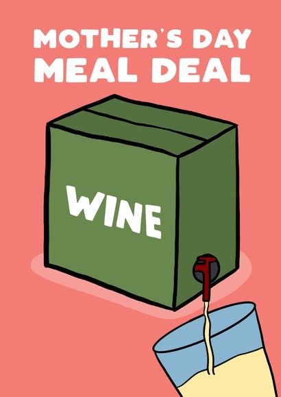 Funny Mother's Day card - meal deal - box of wine created by Pickled Prints