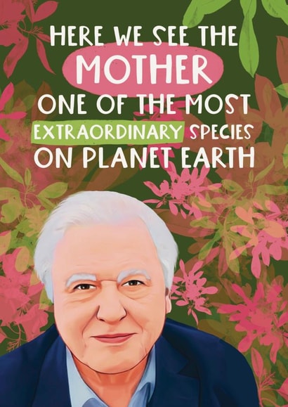 Cute Mother’s Day Card - David Attenborough - Extraordinary Species created by Giddy Kipper