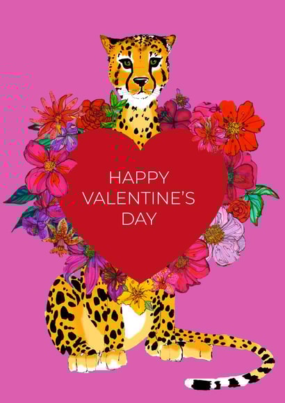 Leopard Valentines Day card. Happy Valentine’s Day created by Marcella Wylie
