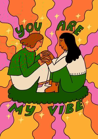 Cute Valentine's Day Card - Your Are My Vibe created by Natalie Byrne