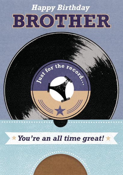 Classic birthday card for your brother - vinyl records created by 0nly Me!