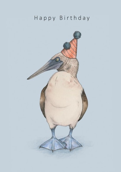 Blue-footed booby bird birthday card created by Dani Williams
