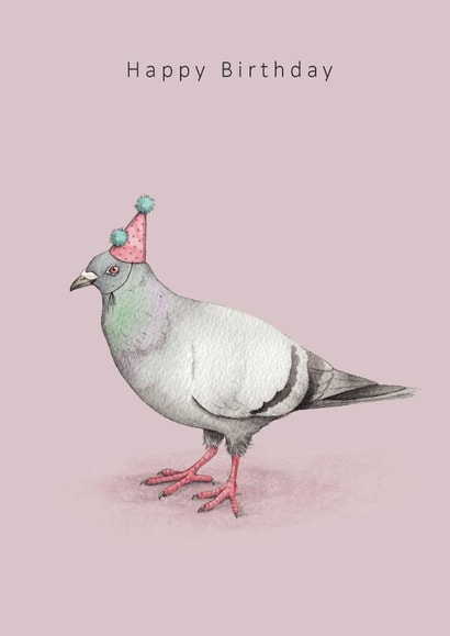 Happy birthday pigeon in party hat created by Dani Williams