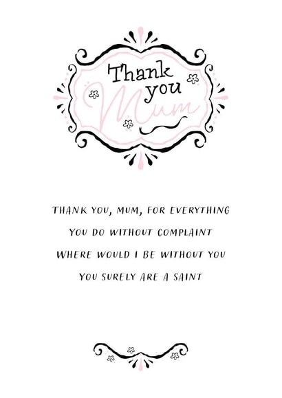 Thank You Card - Thank You Mum - Cute Poem created by Nicola Andrews