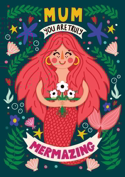 Cute Mother's Day Card - Mum - Mermaid created by NICHOLA COWDERY ILLUSTRATIONS