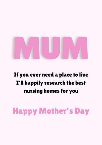 Funny nursing home card for Mother's Day created by KB Handmade Boutique