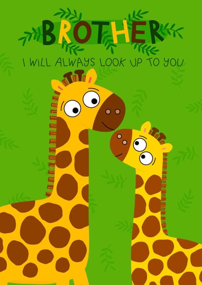 Big Brother Card - Cute Kids Sibling - Birthday Card - Giraffe - Younger Brother created by Ludicrous Prints
