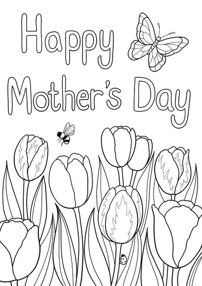 Cute Mother's Day Card - Colour In Tulips created by Hazel Fisher Creations