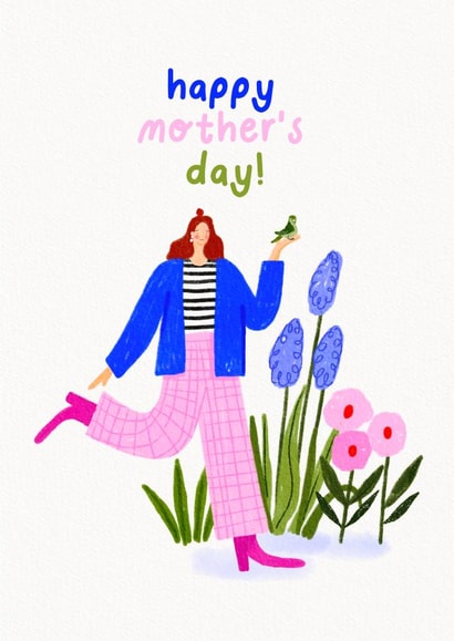 Pretty Mother's Day Card - Bird - Flowers - Nature created by Jessica Smith Illustration 