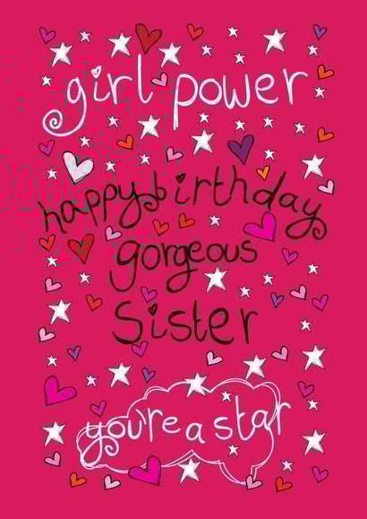 Cute Birthday Card - Gorgeous Girl Power - Sister created by Paperlicious