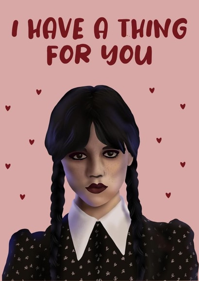 Wednesday Addams Love Card created by Rock & Rose Creative