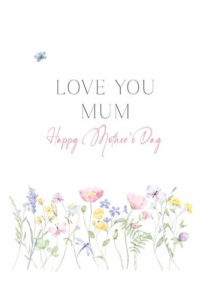 Beautiful minimalist Mother's Day card featuring delicate wildflowers created by Gorgeous Creations