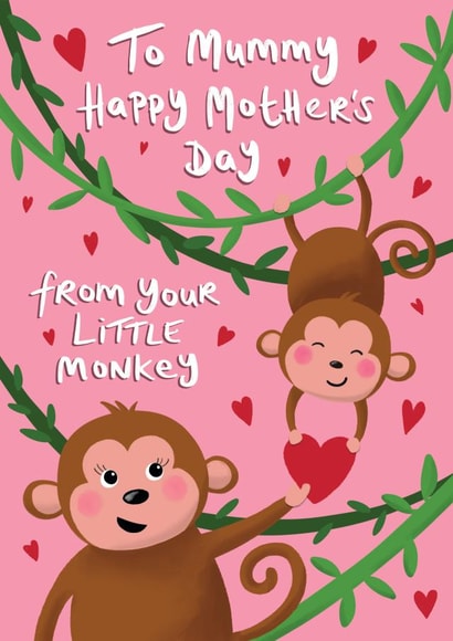 Cute Mother's Day Card - from Your Little Monkey - Mummy created by Tilly Bean Loves