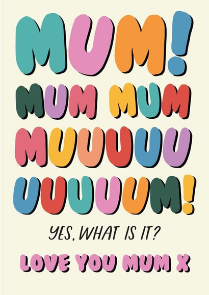 Funny Mother's Day Card for Mum - Kids Shouting created by Sarah Catherine
