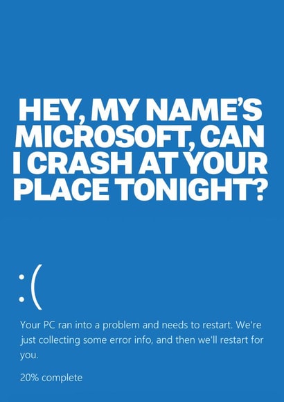 Funny Valentines Card - My name's Microsoft, can i crash at your place tonight. created by @rsdesigns