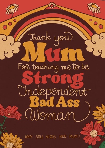 Pretty Mother's Day Card - Retro - Strong Independent Woman created by Kasia Cards