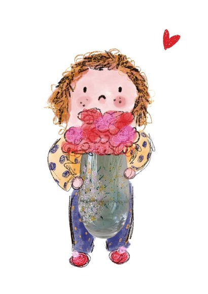 Cute Little Girl Giving Love and Flowers created by Amy Rodger