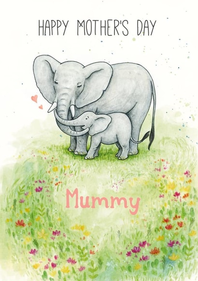 Cute Mother's Day Card - Elephants - Mummy created by Hazel Fisher Creations