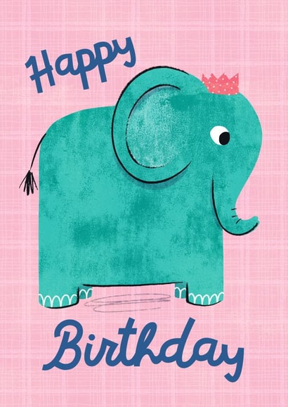 Happy Birthday - Cute Elephant Birthday Card for Kids created by Katherine Lynas