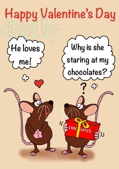 Cute Valentine's card, sharing chocolates created by Gary Jones