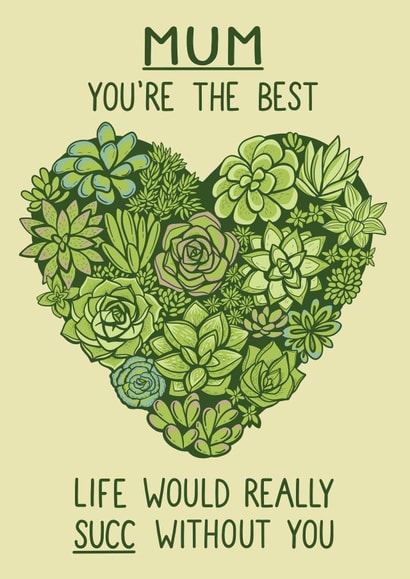 Cute Mother's Day Card - Succulent - Life would Succ created by Ellie Newbury