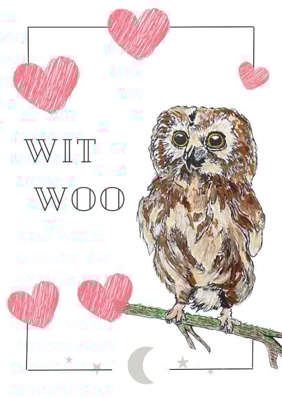 Cute owl valentine's day card- Wit Woo created by Lisa Green