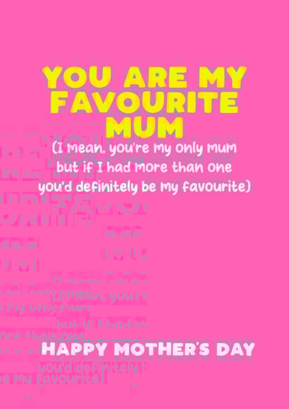 Funny Mother's Day card - Favourite Mum created by Filthy Sentiments