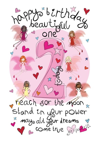Cute Birthday Card - 2nd - Female - Girl Power Fairies created by The Girl Power Fairies