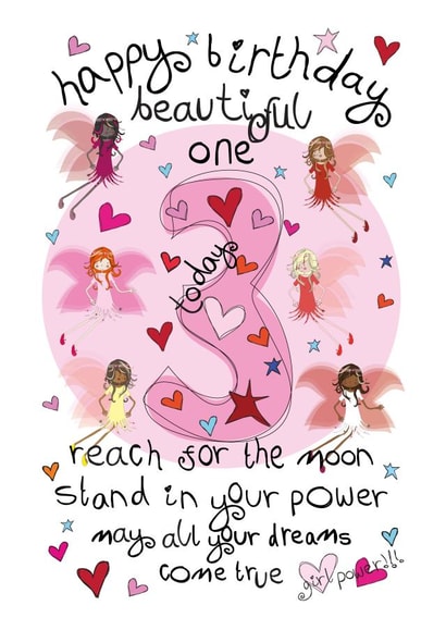 Cute Birthday Card - 3rd - Female - Girl Power Fairies created by The Girl Power Fairies