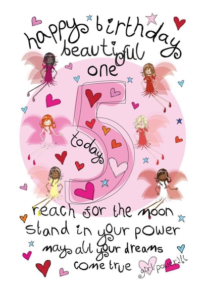 Cute Birthday Card - 5th - Female - Girl Power Fairies created by The Girl Power Fairies