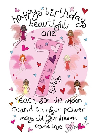 Cute Birthday Card - 7th - Female - Girl Power Fairies created by The Girl Power Fairies