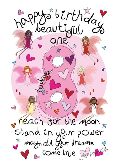 Cute Birthday Card - 8th - Female - Girl Power Fairies created by The Girl Power Fairies