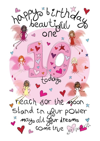 Cute Birthday Card - 10th - Female - Girl Power Fairies created by The Girl Power Fairies