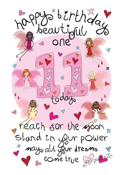 Cute Birthday Card - 11th - Female - Girl Power Fairies created by The Girl Power Fairies