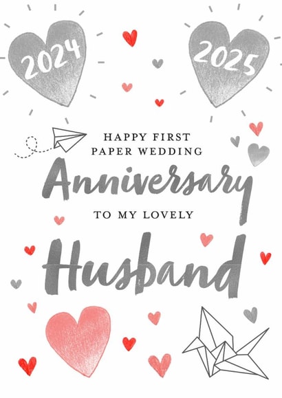Cute Anniversary Card - Husband - 2025 - Paper created by Juniper and Rose Studio