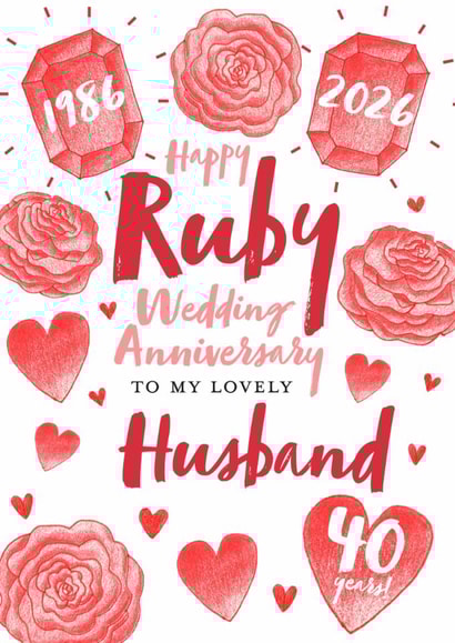 Cute Anniversary Card - Husband - 2026 - Ruby created by Juniper and Rose Studio