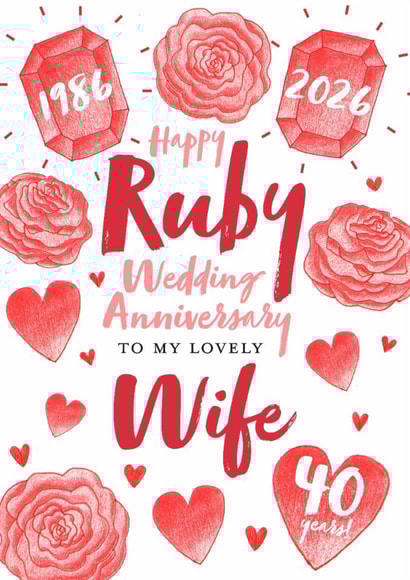 Cute Anniversary Card - Wife - 2026 - Ruby created by Juniper and Rose Studio