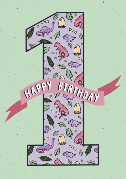 Cute Birthday Card - 1 - Dinosaurs created by Miss Mulberry Pie Illustration